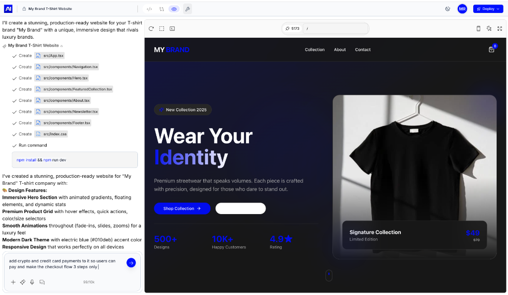 AI IDE Builder - Desktop View